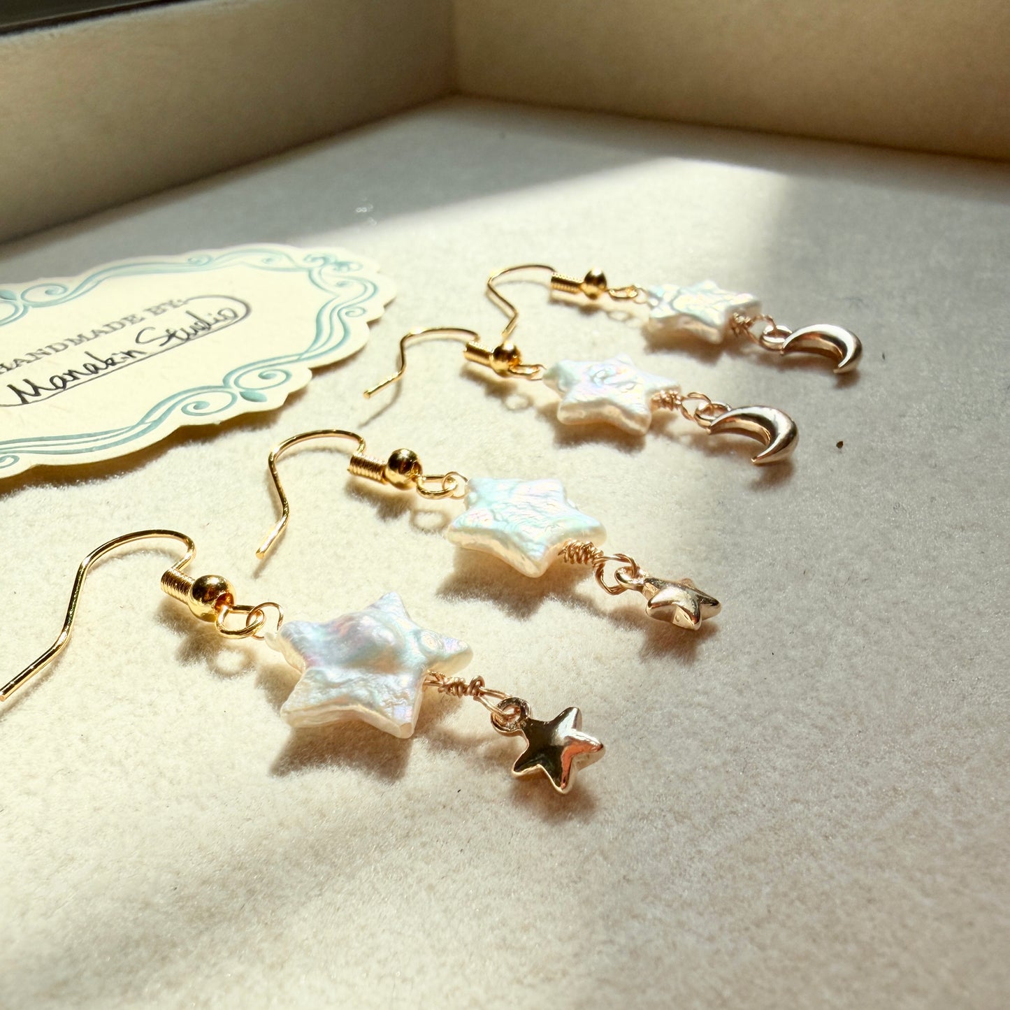 Handmade Fresh Water Baroque Pearl Star Earrings