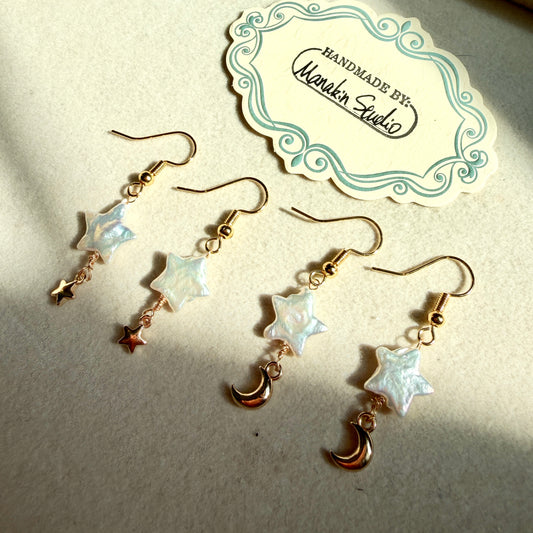 Handmade Fresh Water Baroque Pearl Star Earrings
