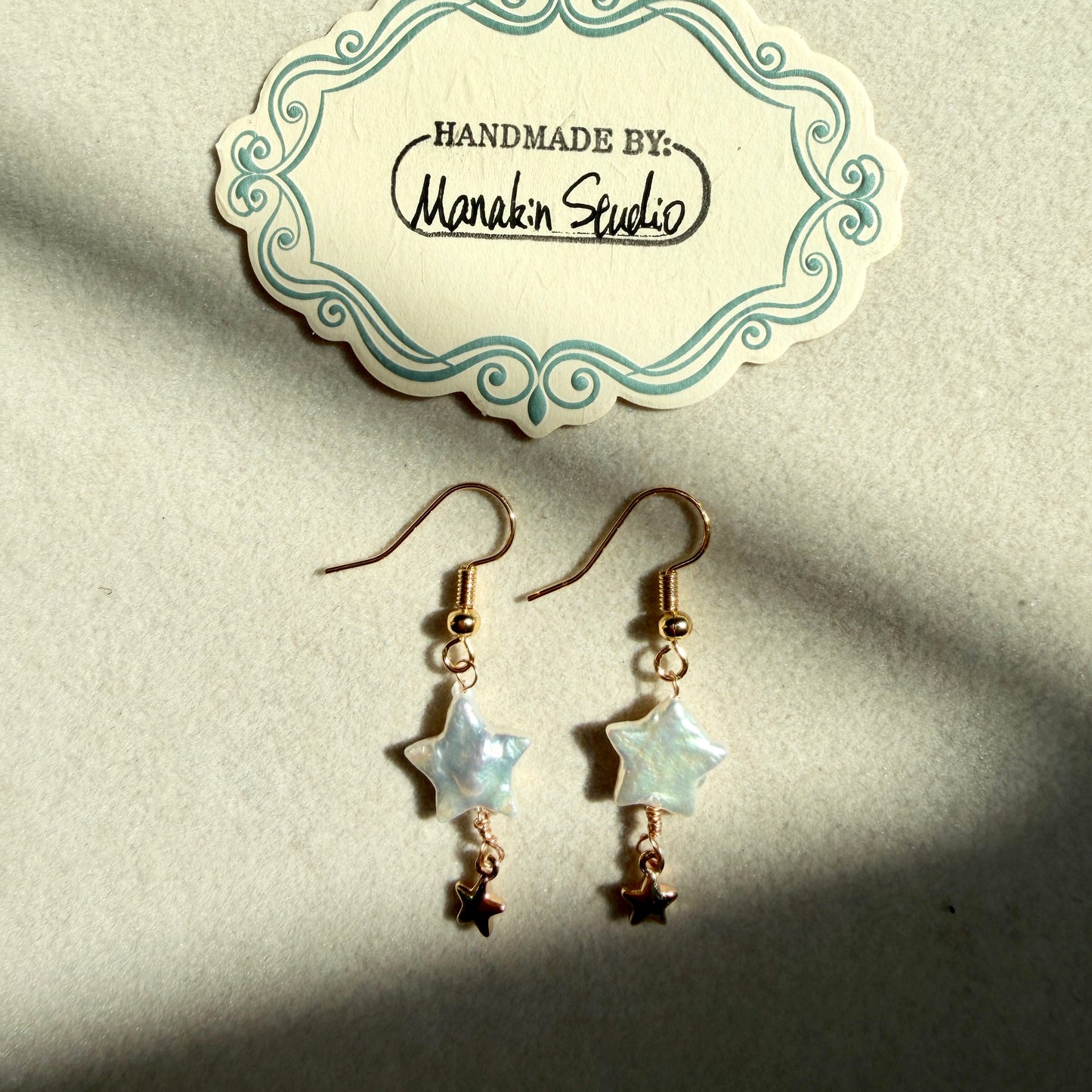 Handmade Fresh Water Baroque Pearl Star Earrings