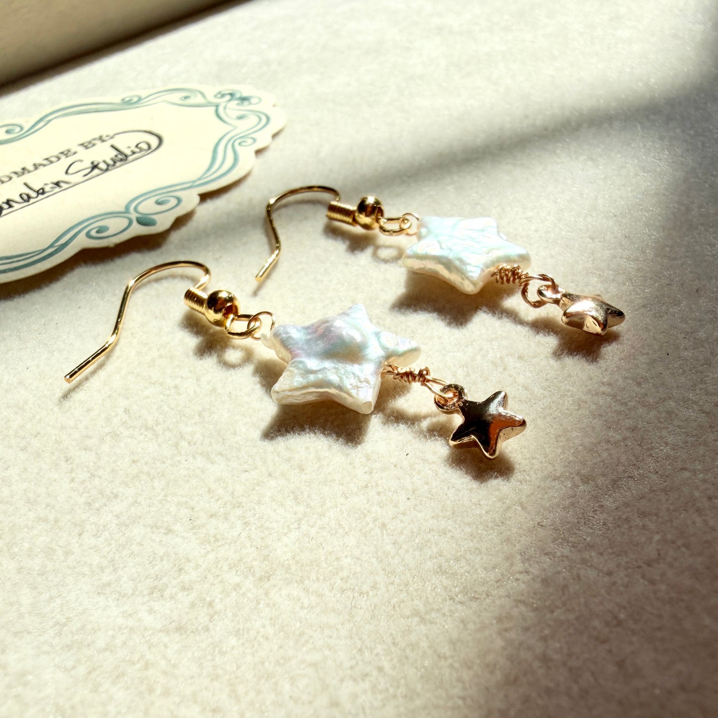 Handmade Fresh Water Baroque Pearl Star Earrings