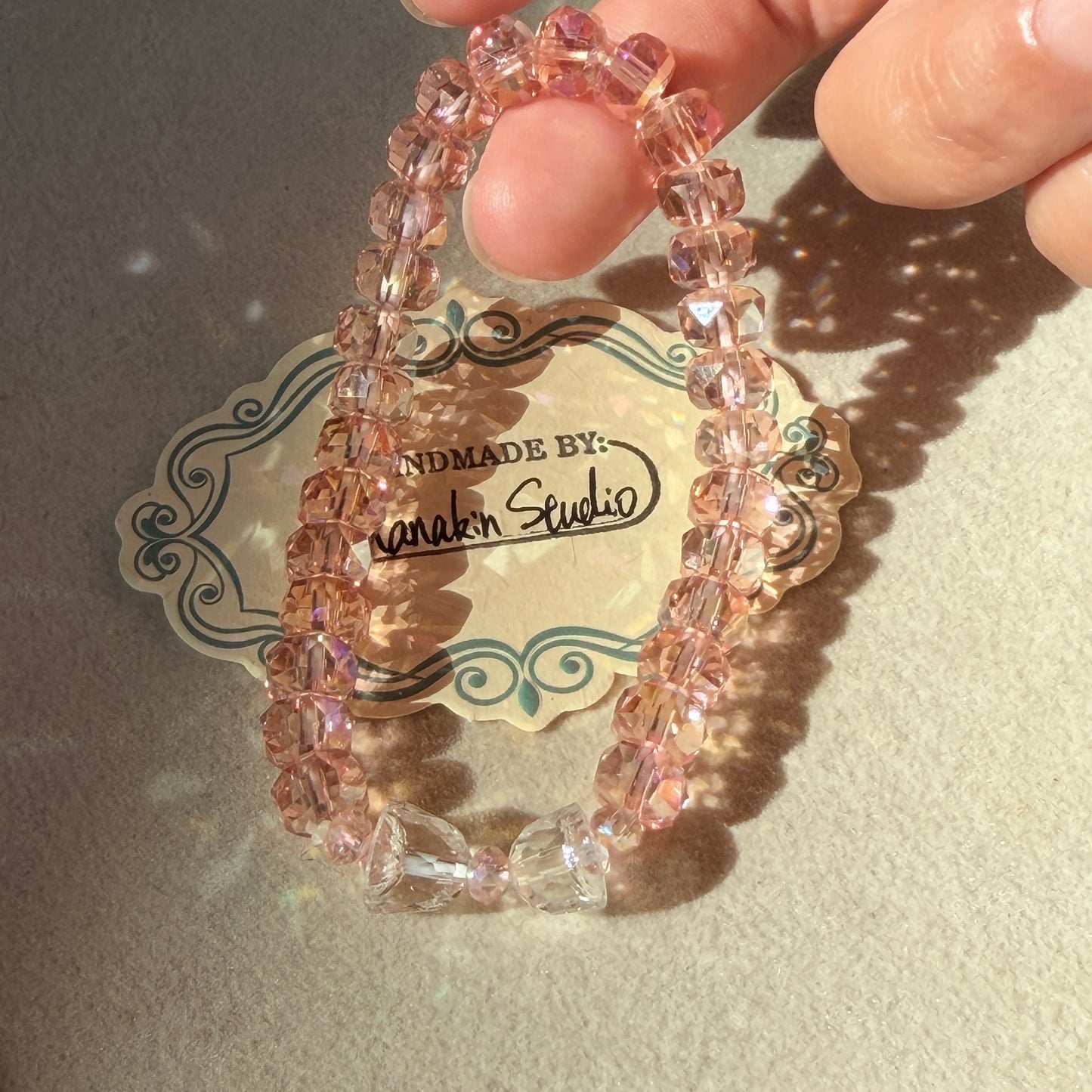 Handmade Sparkling Bow Stretch Bracelet, Delicate Cute Bow Knot Elastic Wristband Gift for Her