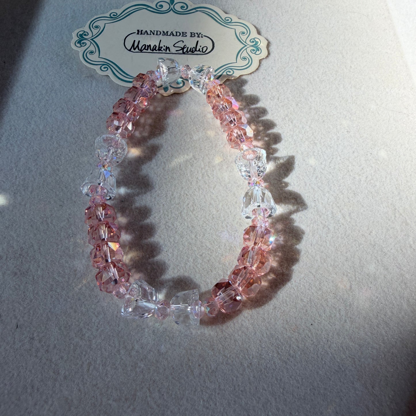 Handmade Sparkling 3 Bow Stretch Bracelet, Delicate Cute Bow Knot Elastic Wristband Gift for Her