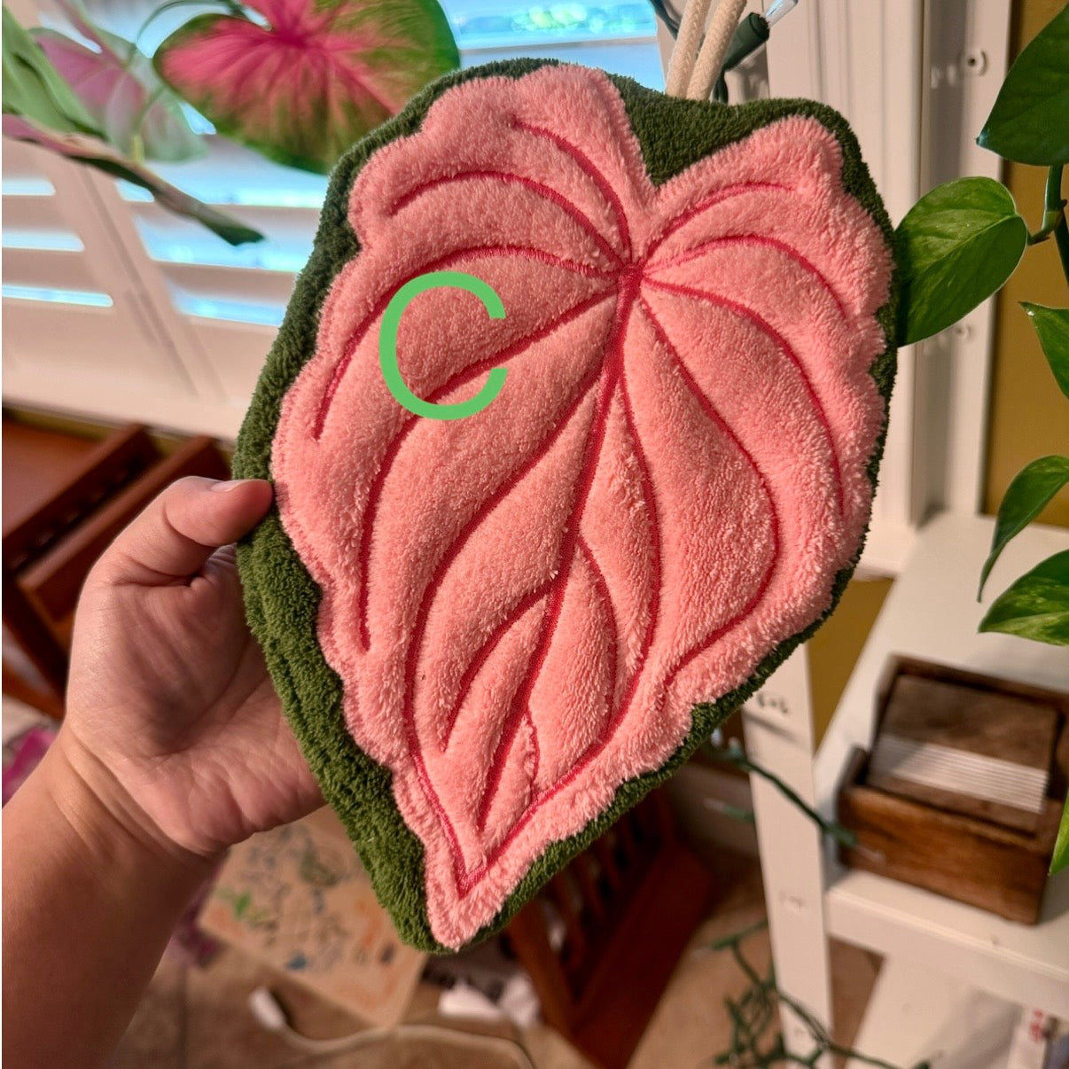 Anthurium Leaf Coral Fleece Hand Towel: Tropical Decor