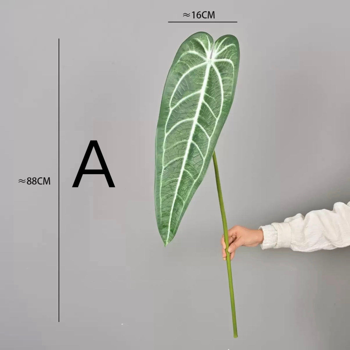 Real Touch Queen Anthurium Leaf, Ultra-Realistic Moist Feel Artificial Foliage, Luxury Faux Collector Plant Stem for Home Decor