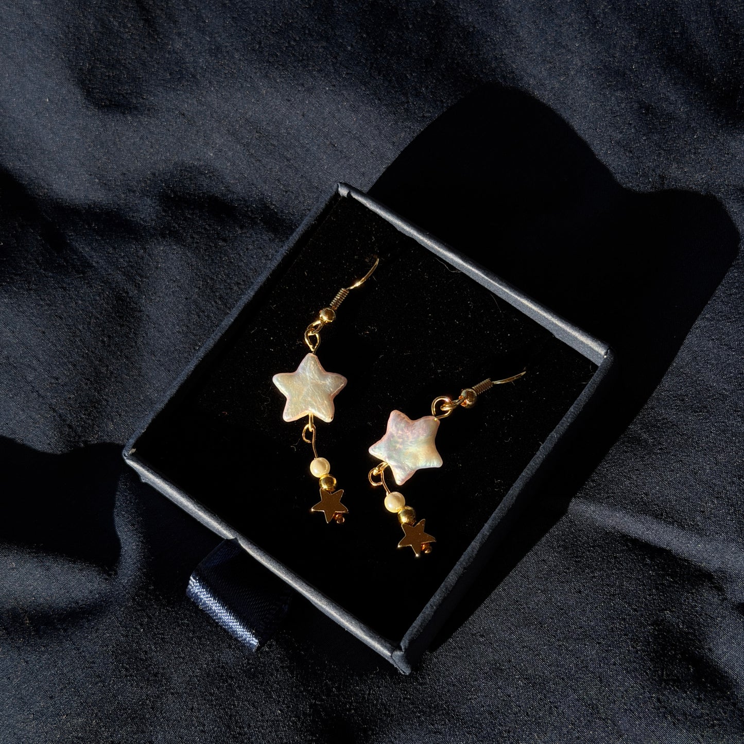 Stardust Dream Minimalist Star Shaped Baroque Pearl Dangle Earrings, 18K Gold Plated Star Charm, Dainty Gift for Her