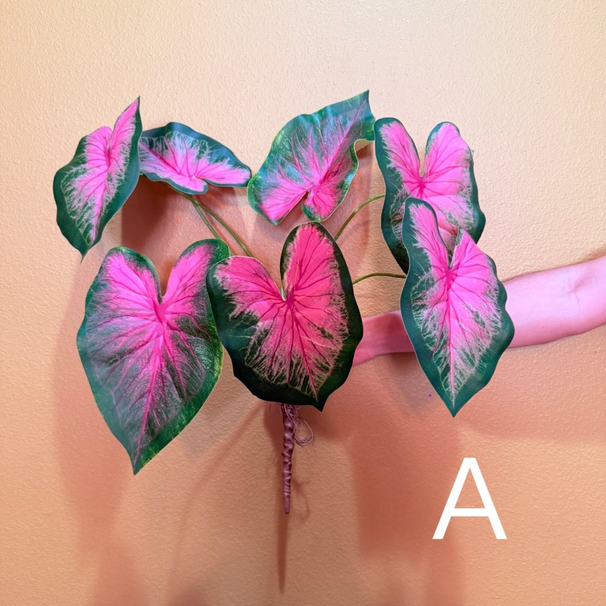 Real Touch Artificial Caladium with roots, Ultra realistic Moist Feel Faux Tropical Plant, Luxury Faux Plant Stem Home Decor