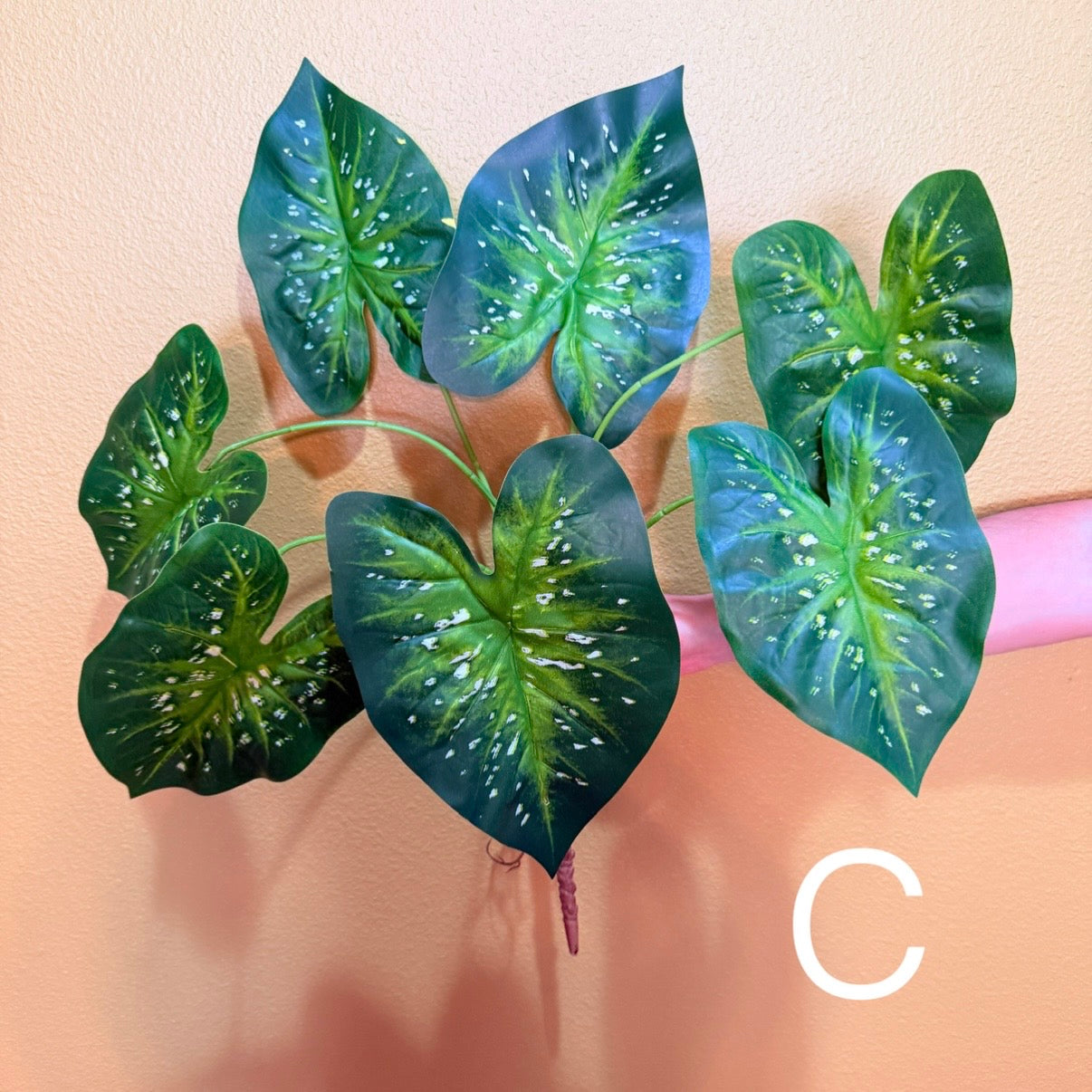 Real Touch Artificial Caladium with roots, Ultra realistic Moist Feel Faux Tropical Plant, Luxury Faux Plant Stem Home Decor