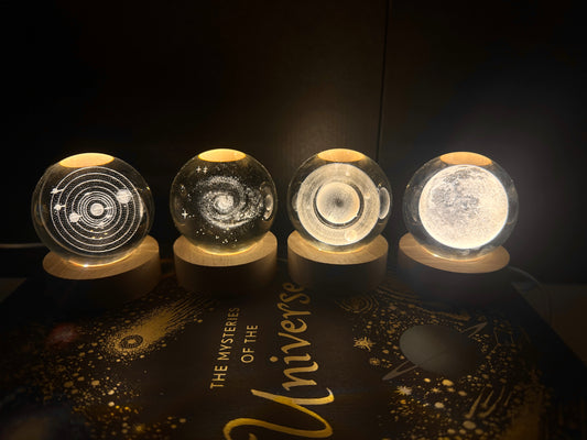 Celestial Crystal Night Lights Solar System Galaxy  Moon Saturn Gift