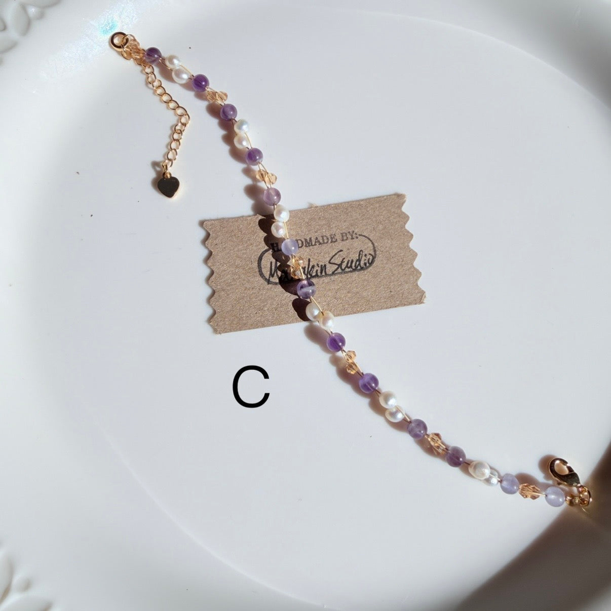 Handcrafted Dainty Baroque Pearl & Amethyst Bracelet Collection | 18k Gold Plated Copper