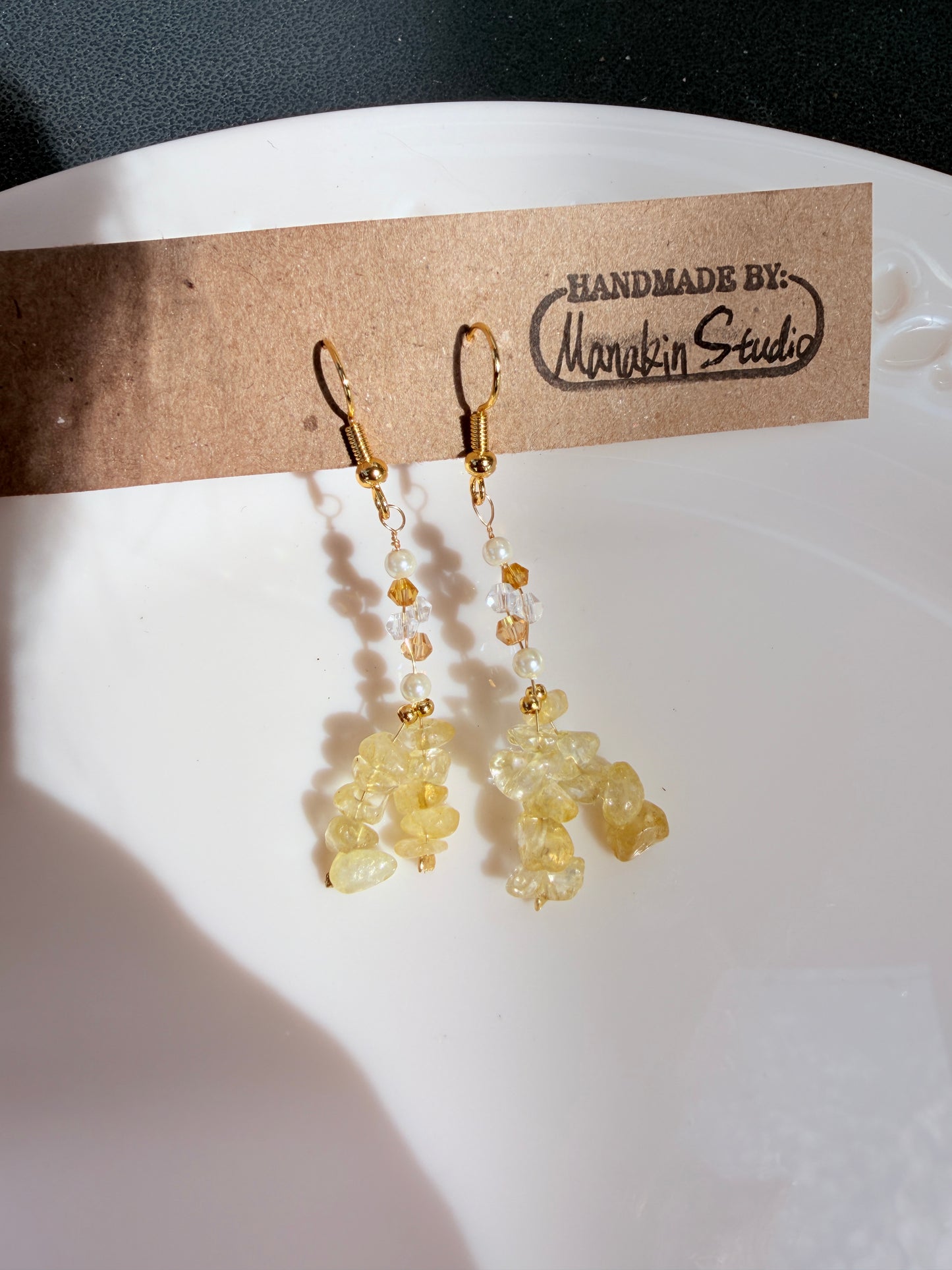 Handmade Natural Gemstone Chip Earrings | 18k Gold & Silver Plated | Amethyst, Citrine, Aventurine, Quartz
