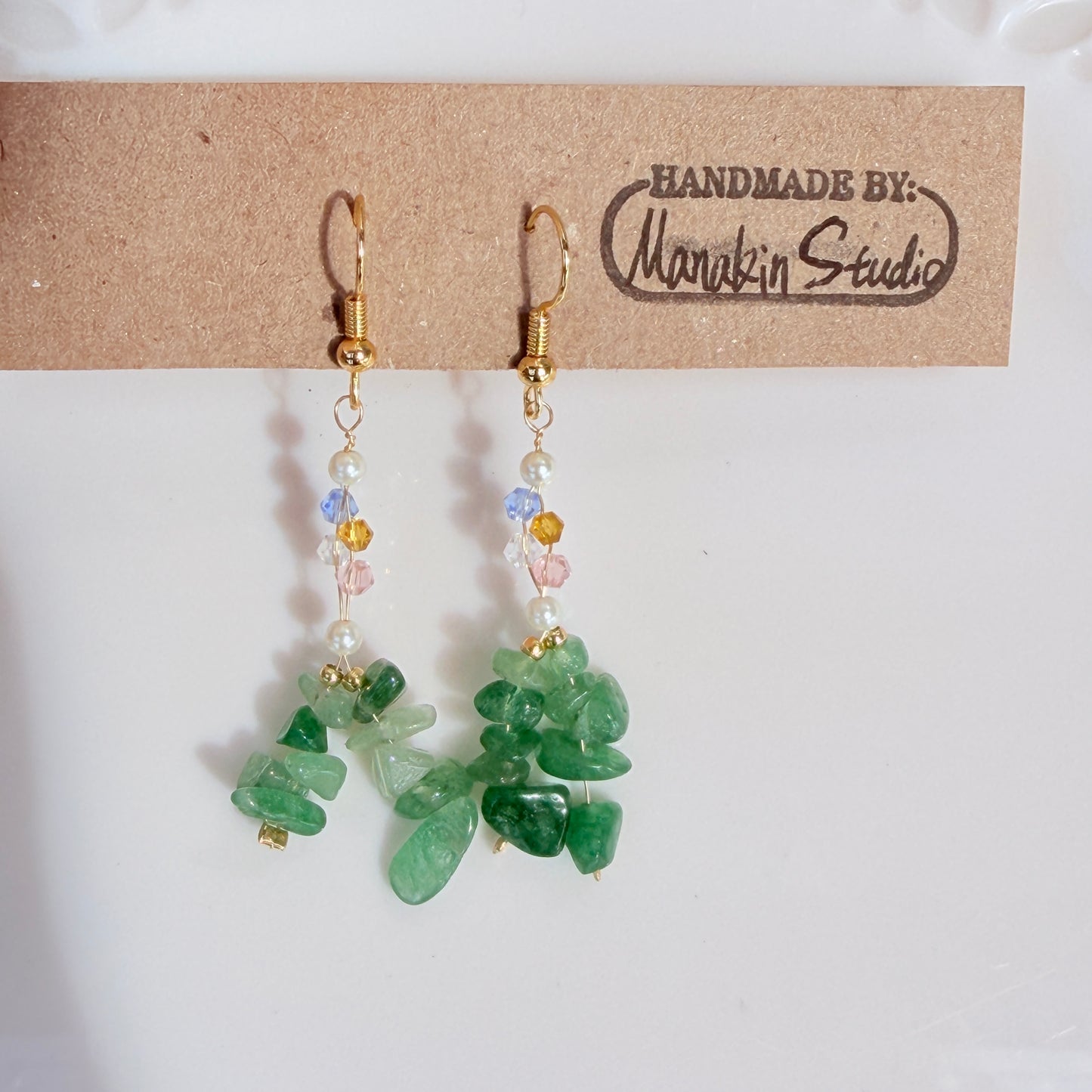 Handmade Natural Gemstone Chip Earrings | 18k Gold & Silver Plated | Amethyst, Citrine, Aventurine, Quartz
