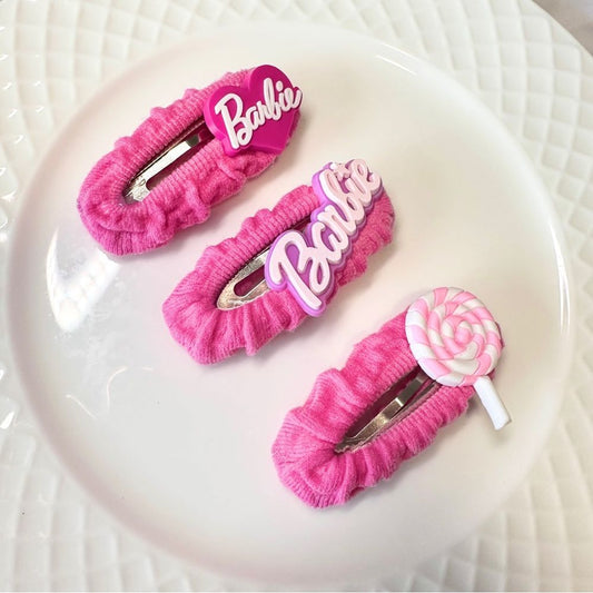 Handmade Barbie - themed Hair Clip Set (3 - piece)