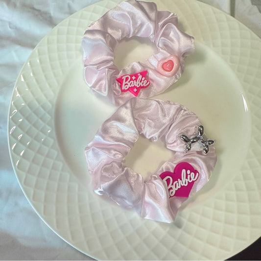 Handmade Barbie - themed Silk-like Hair Scrunchies Set (2 - piece)