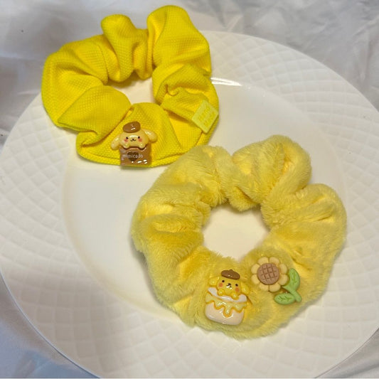 Handmade PomPomPurin - themed Hair Scrunchie Set (2 - piece)