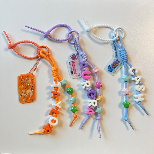 Customizable Handmade Name Tag Bag Charms Keychain - Choose Your Colors and Letters！