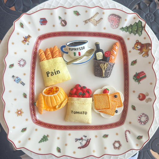 Handmade French Style Food Fridge Magnets - Handmade Kitchen Decor